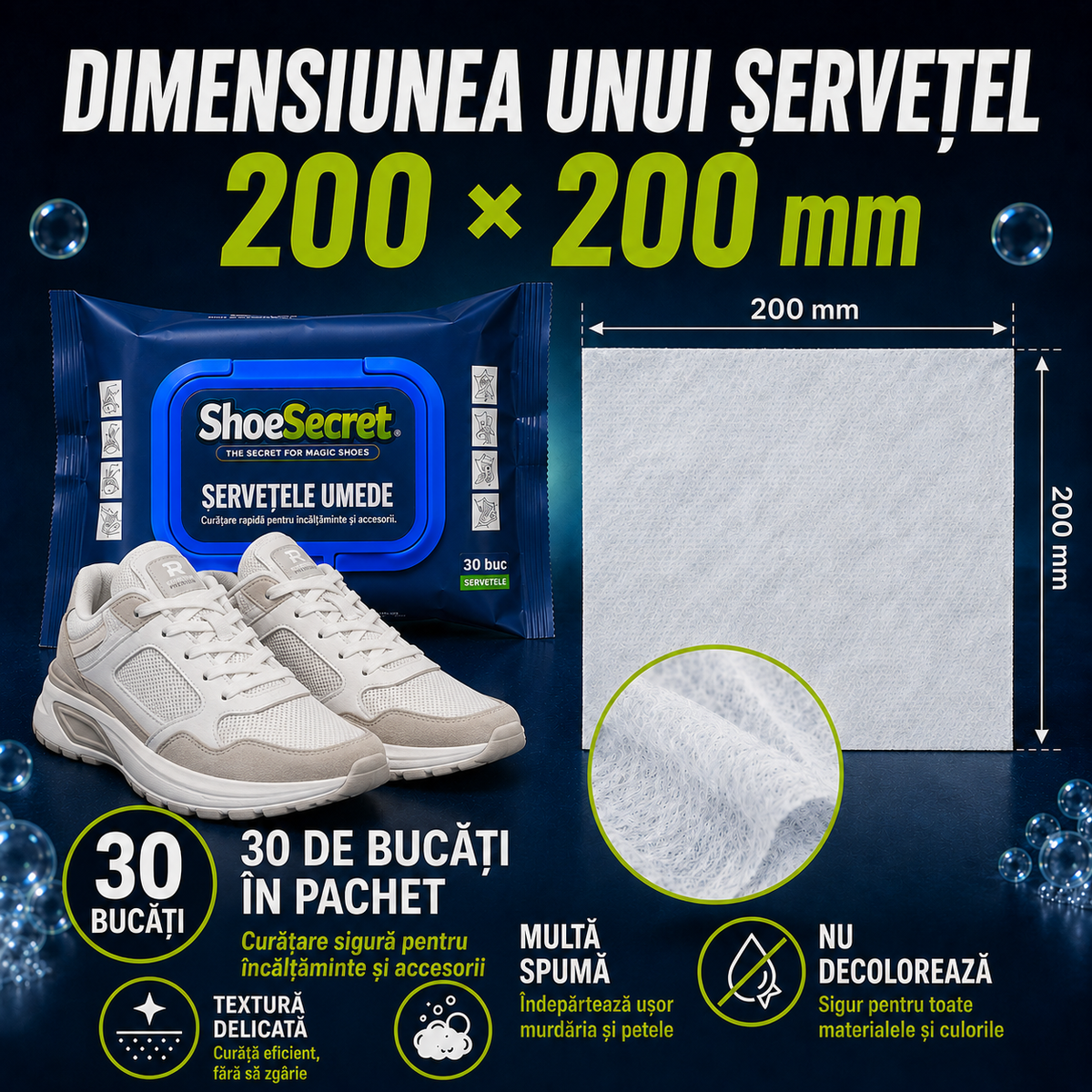 Șervețele umede pentru încălțăminte ShoeSecret™