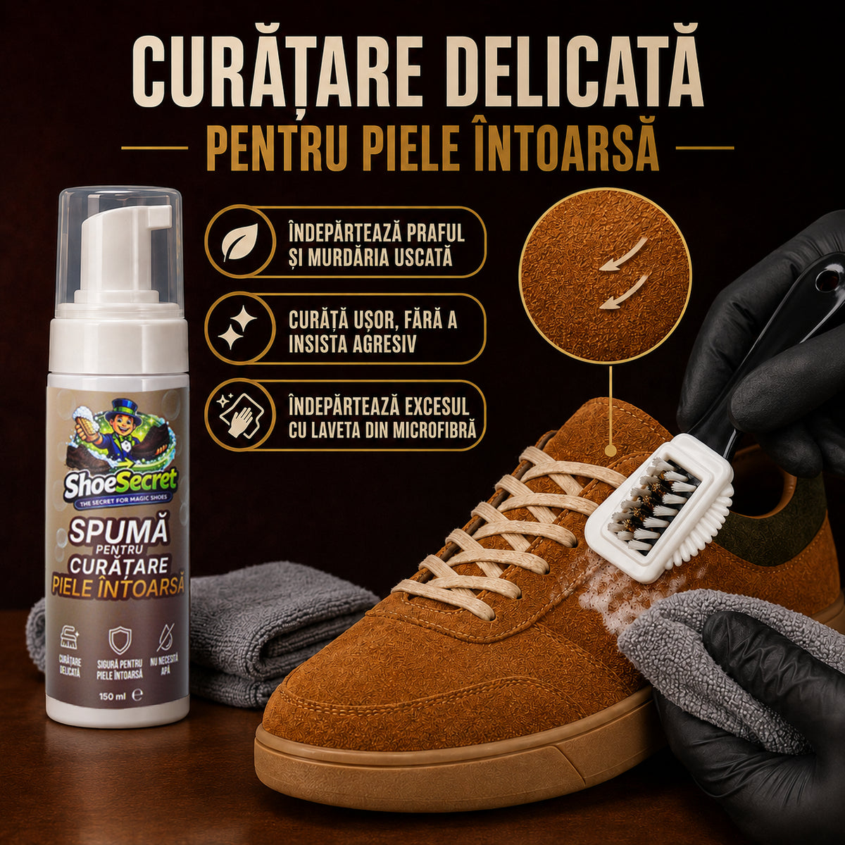Kit Premium ShoeSecret™ pentru întreținerea articolelor din piele întoarsă