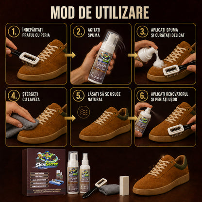 Kit Premium ShoeSecret™ pentru întreținerea articolelor din piele întoarsă