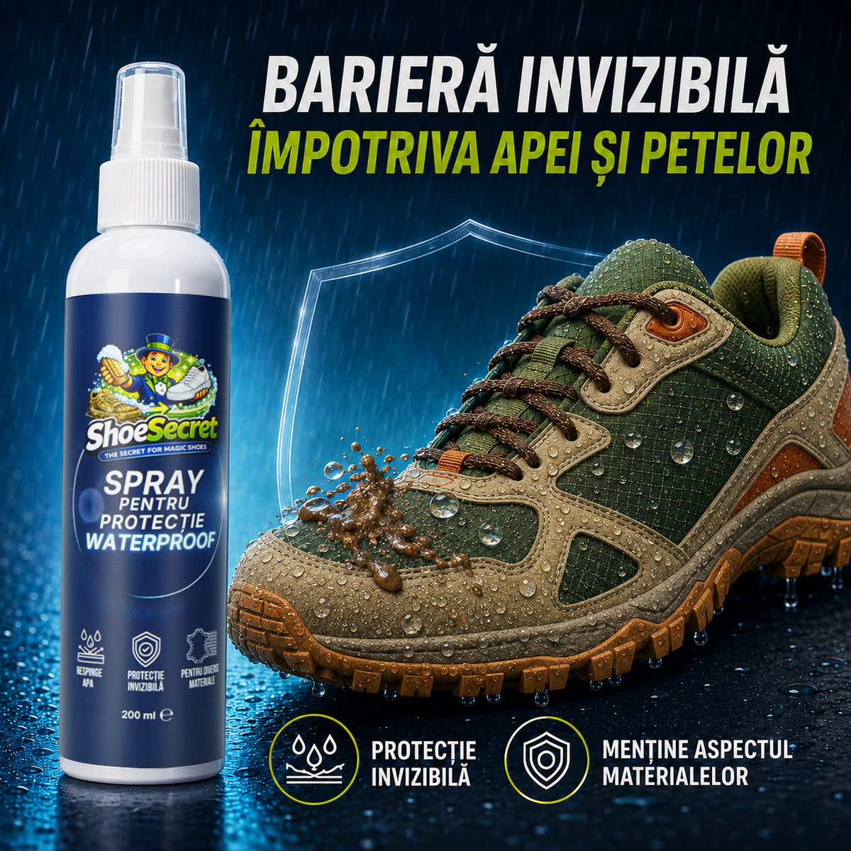 Spray Protecție Waterproof ShoeSecret™ pentru încălțăminte și diverse materiale