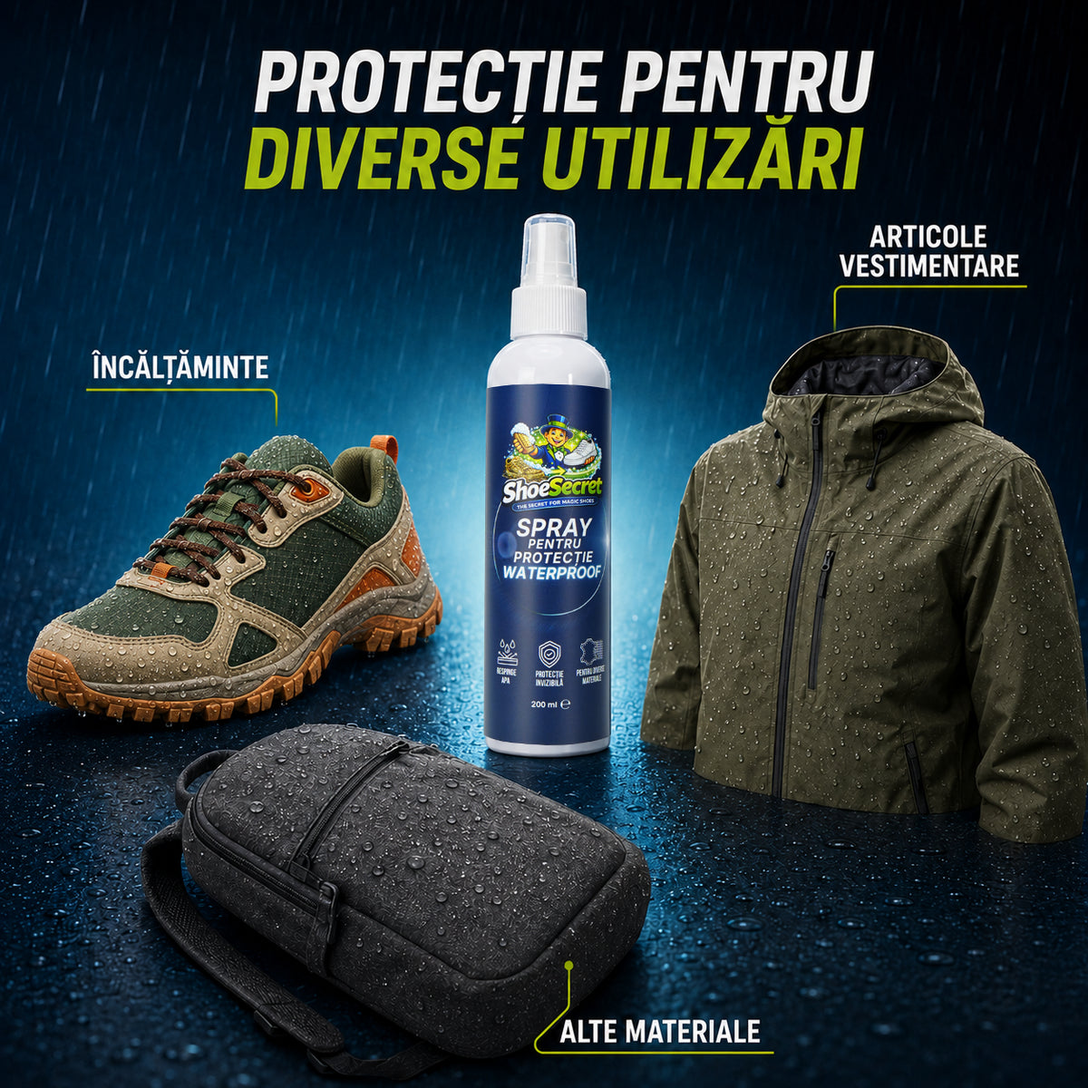 Spray Protecție Waterproof ShoeSecret™ pentru încălțăminte și diverse materiale