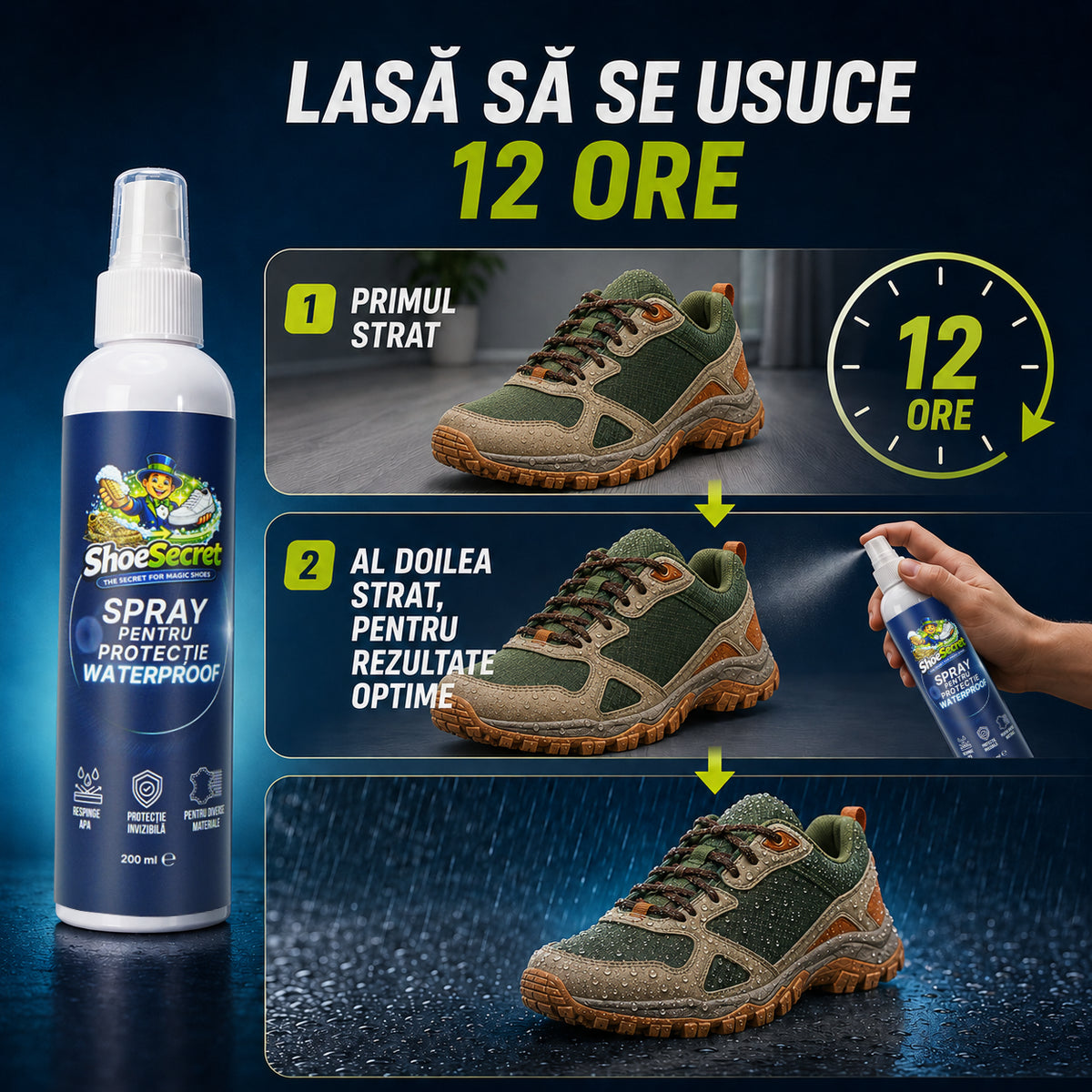 Spray Protecție Waterproof ShoeSecret™ pentru încălțăminte și diverse materiale